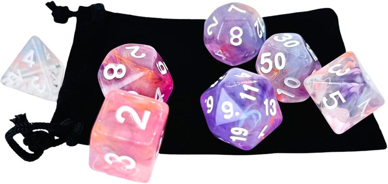 vvpesca Pink DND Dice Set of 7 – Polyhedral Dice Set for TTRPGs,Dungeons and Dragons,Role Playing Games and Other Table Games– D20 System Dice (Pink Glow) - Image 2